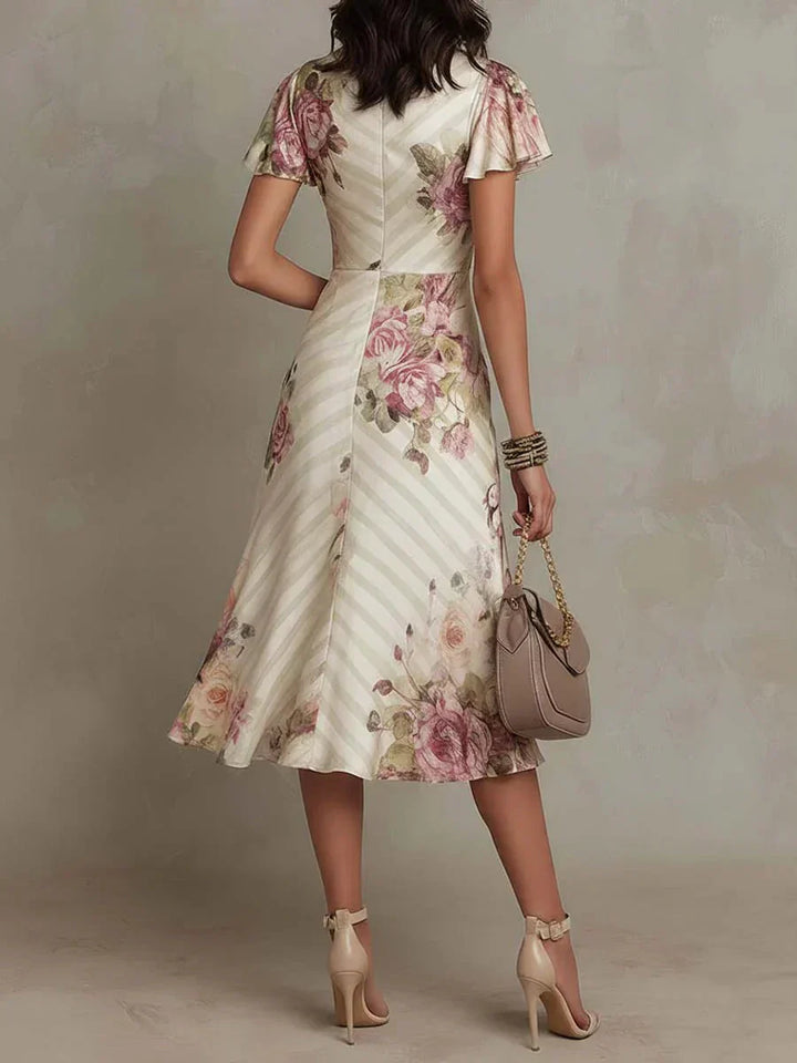 Alba™ | Floral Ruched Wrap Midi Dress