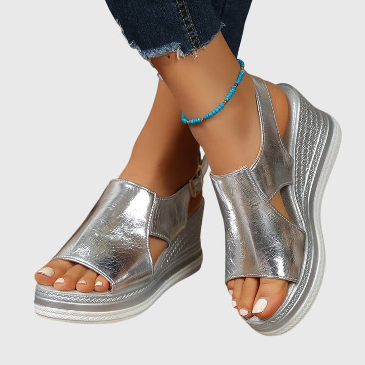 Nica | Metallic Platform Slingback Sandals