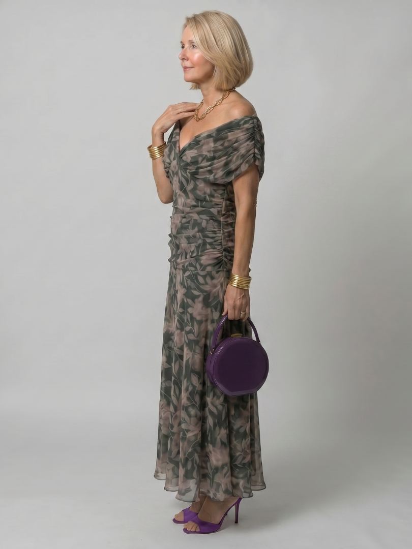 Isabella | Off Shoulder Flow Midi Dress