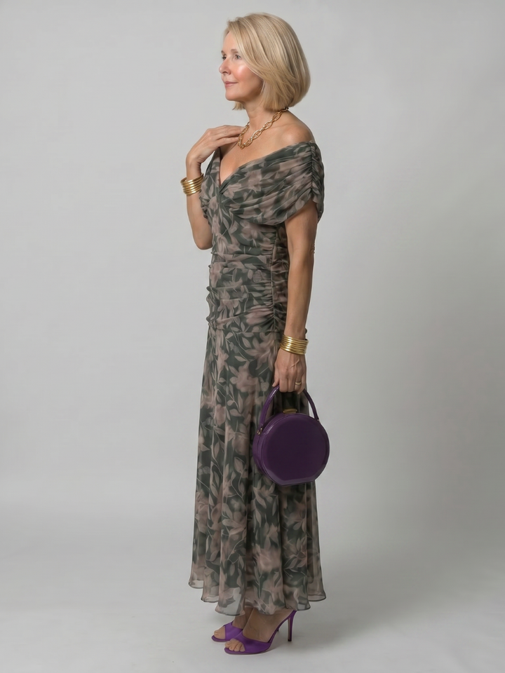Isabella | Off Shoulder Flow Midi Dress
