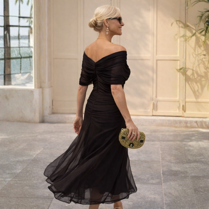 Evangeline | Graceful Chiffon Wrap Evening Dress