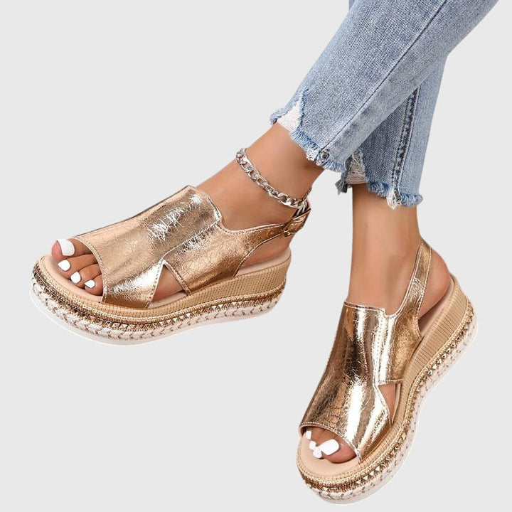 Nica | Metallic Platform Slingback Sandals