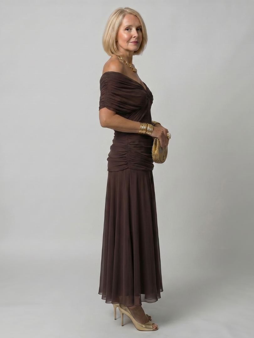 Isabella | Off Shoulder Flow Midi Dress