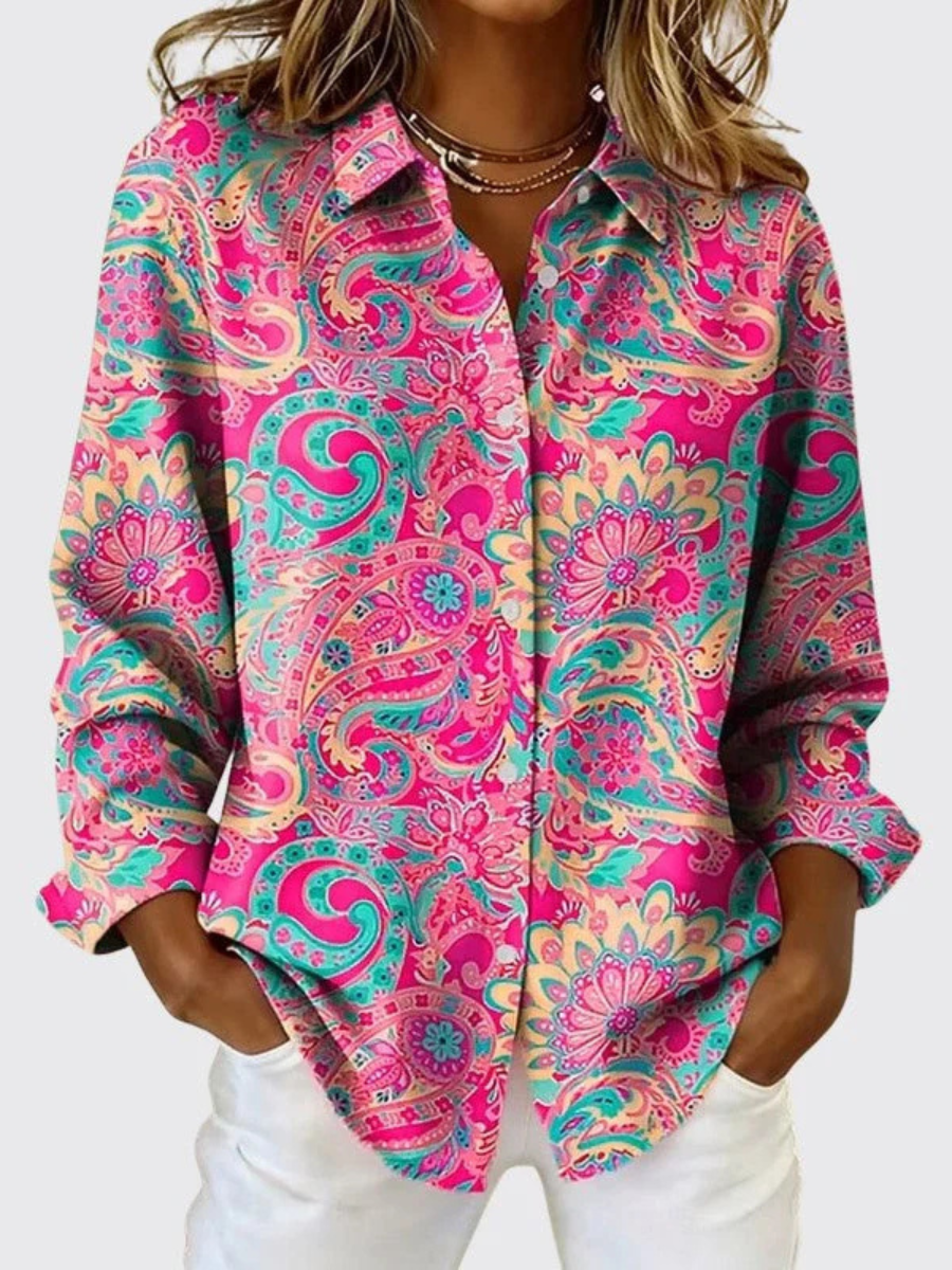 Katarina™ | Paisley Print Button-Up Blouse