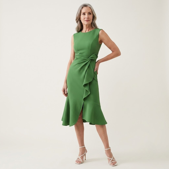 Thea | Sculpted Bow Waist Midi Dress