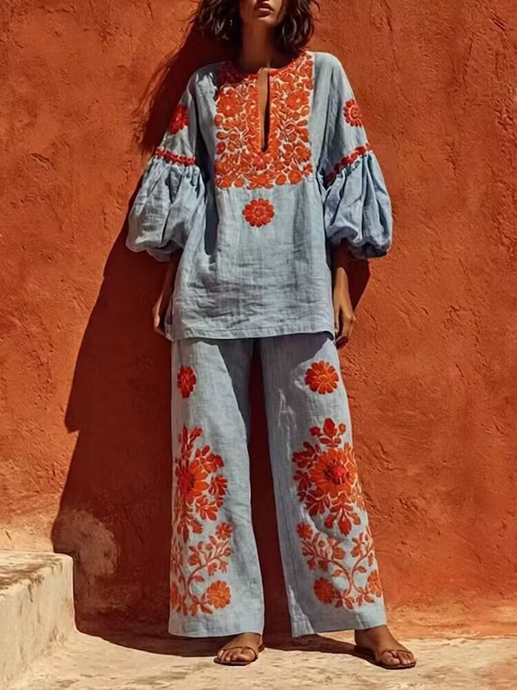 Tatiana | Bohemian Embroidered Two-Piece Set
