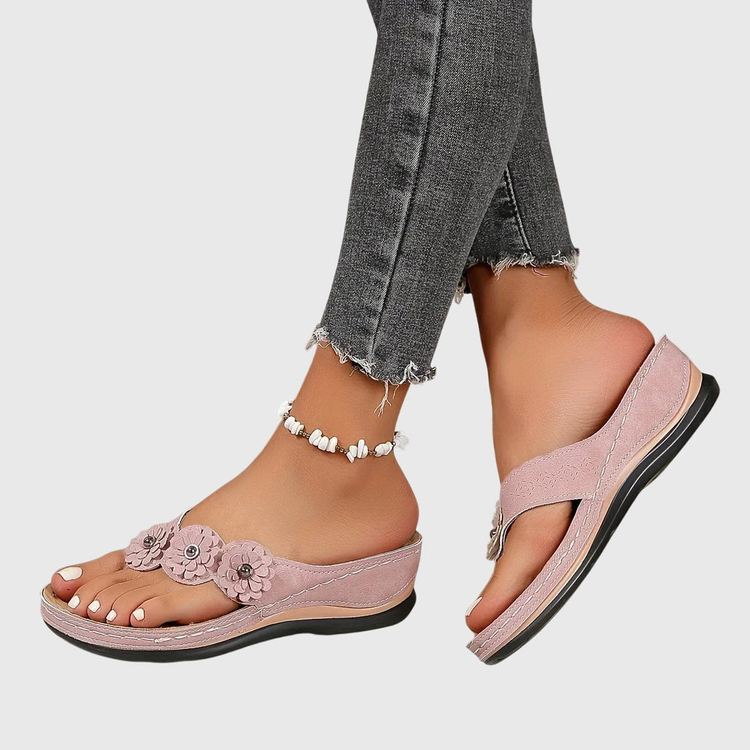 Alexa | Floral Comfort Wedge Flip Flops