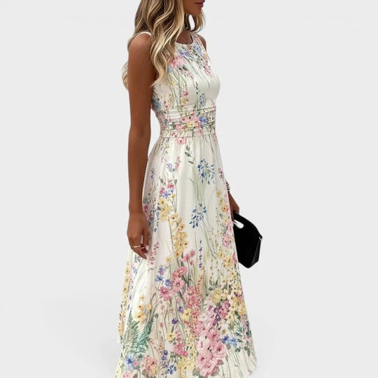 Felicity | Elegant Floral Print Sleeveless Midi Dress
