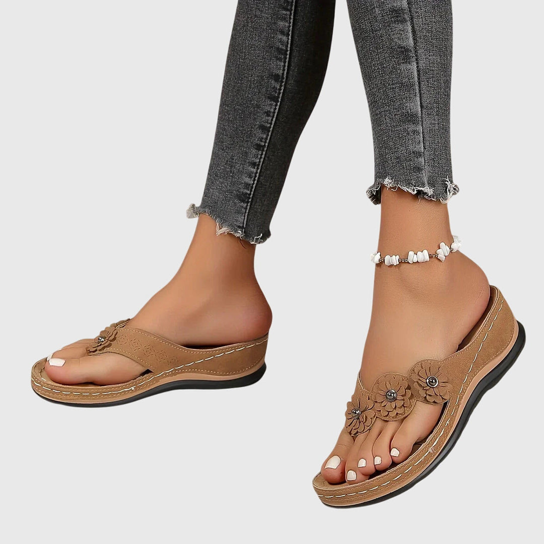 Alexa | Floral Comfort Wedge Flip Flops