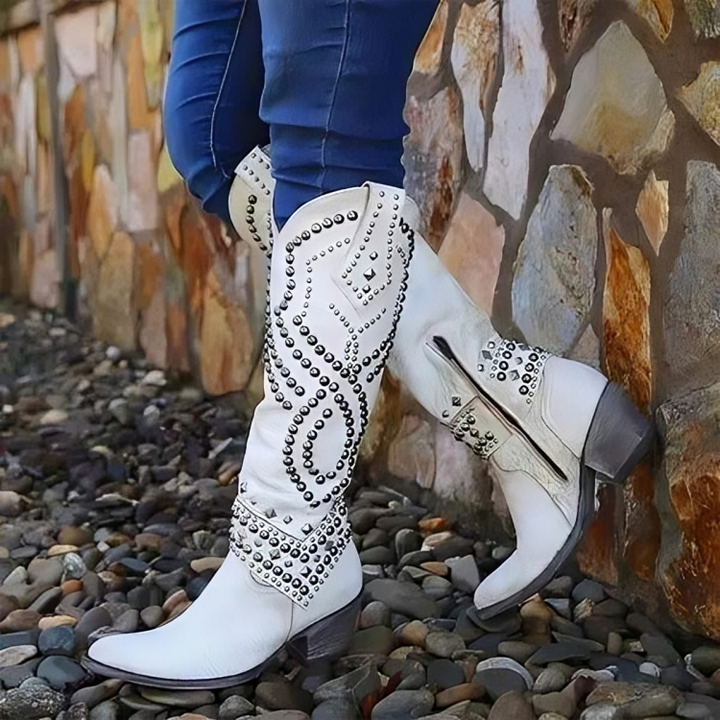 Orena | Studded Western Knee-High Boots