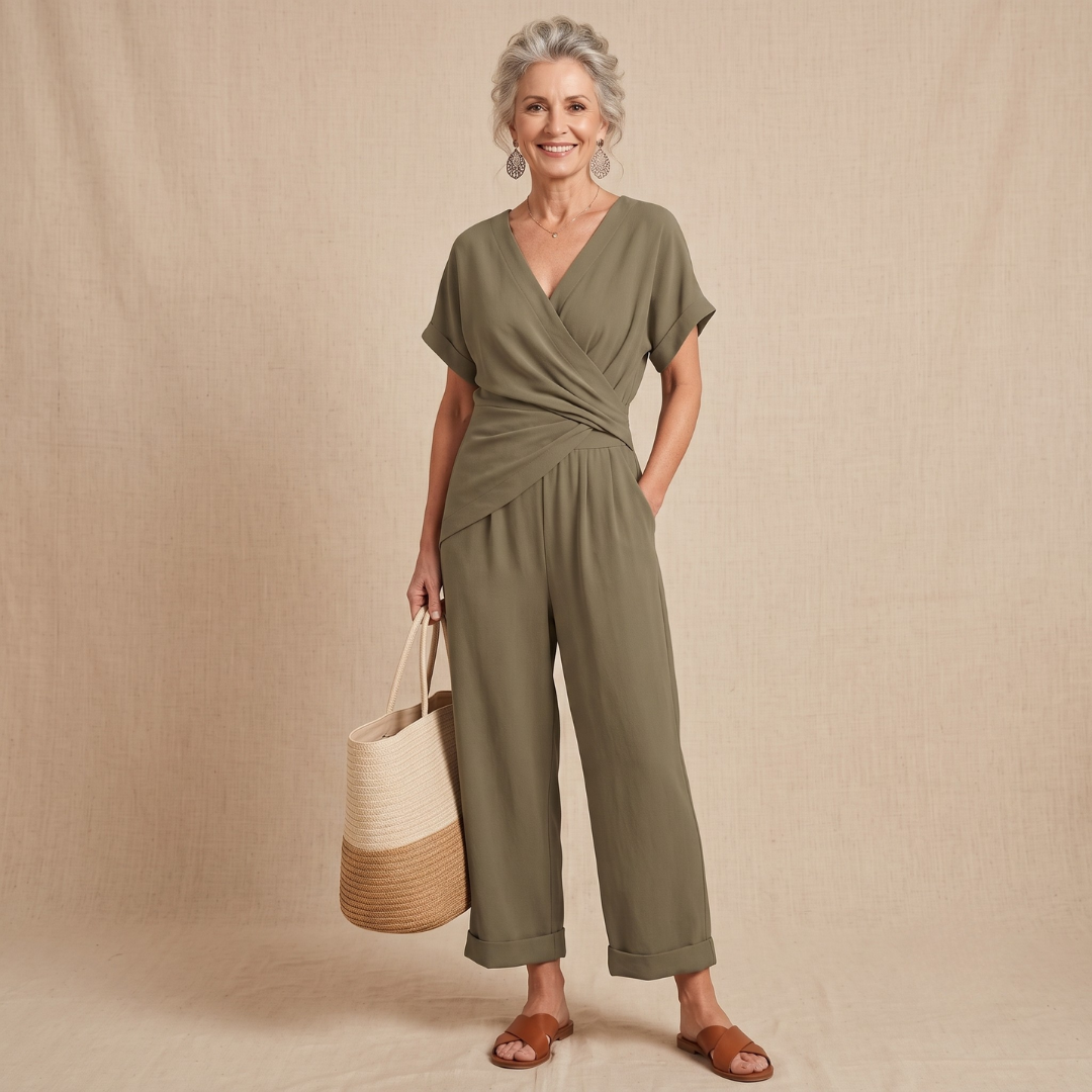 Claudia | V-Neck Wide-Leg Jumpsuit