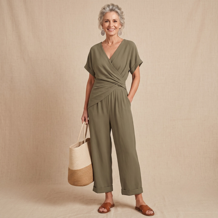 Claudia | V-Neck Wide-Leg Jumpsuit
