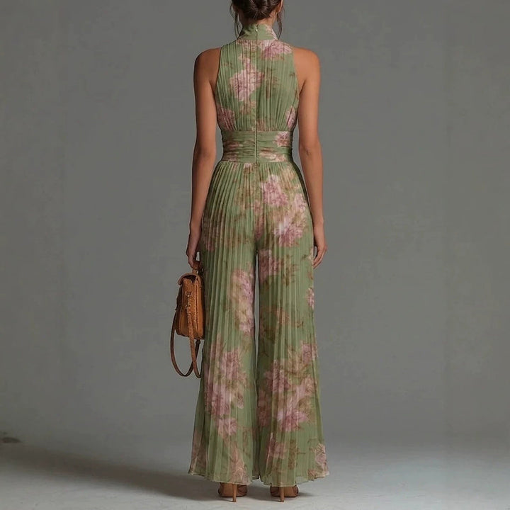 Sofia - Pleated Floral Chiffon Jumpsuit