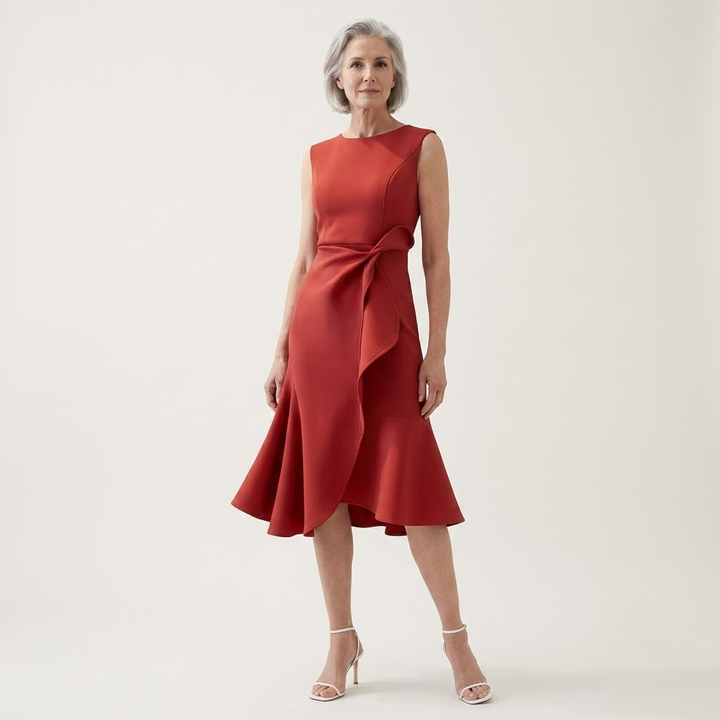 Thea | Sculpted Bow Waist Midi Dress