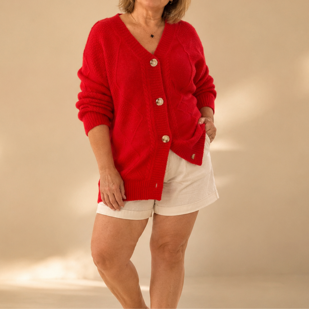 Hensley | V-Neck Button-Front Knit Cardigan