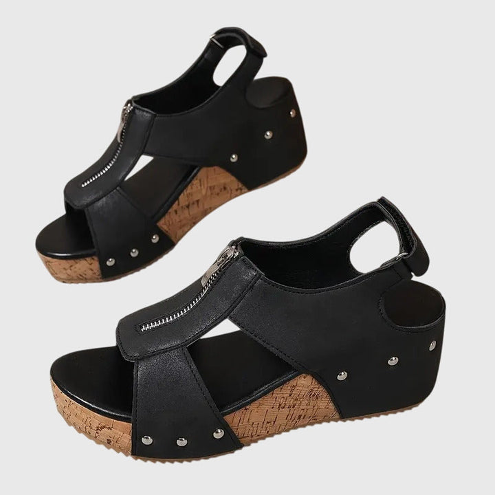 Vivienne | Zip Front Platform Comfort Sandals