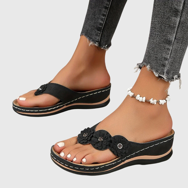 Alexa | Floral Comfort Wedge Flip Flops
