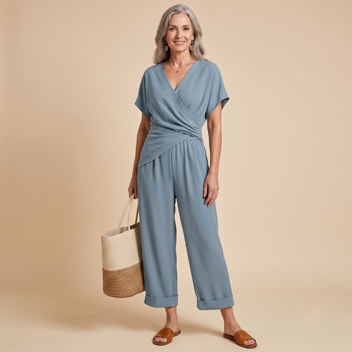 Claudia | V-Neck Wide-Leg Jumpsuit