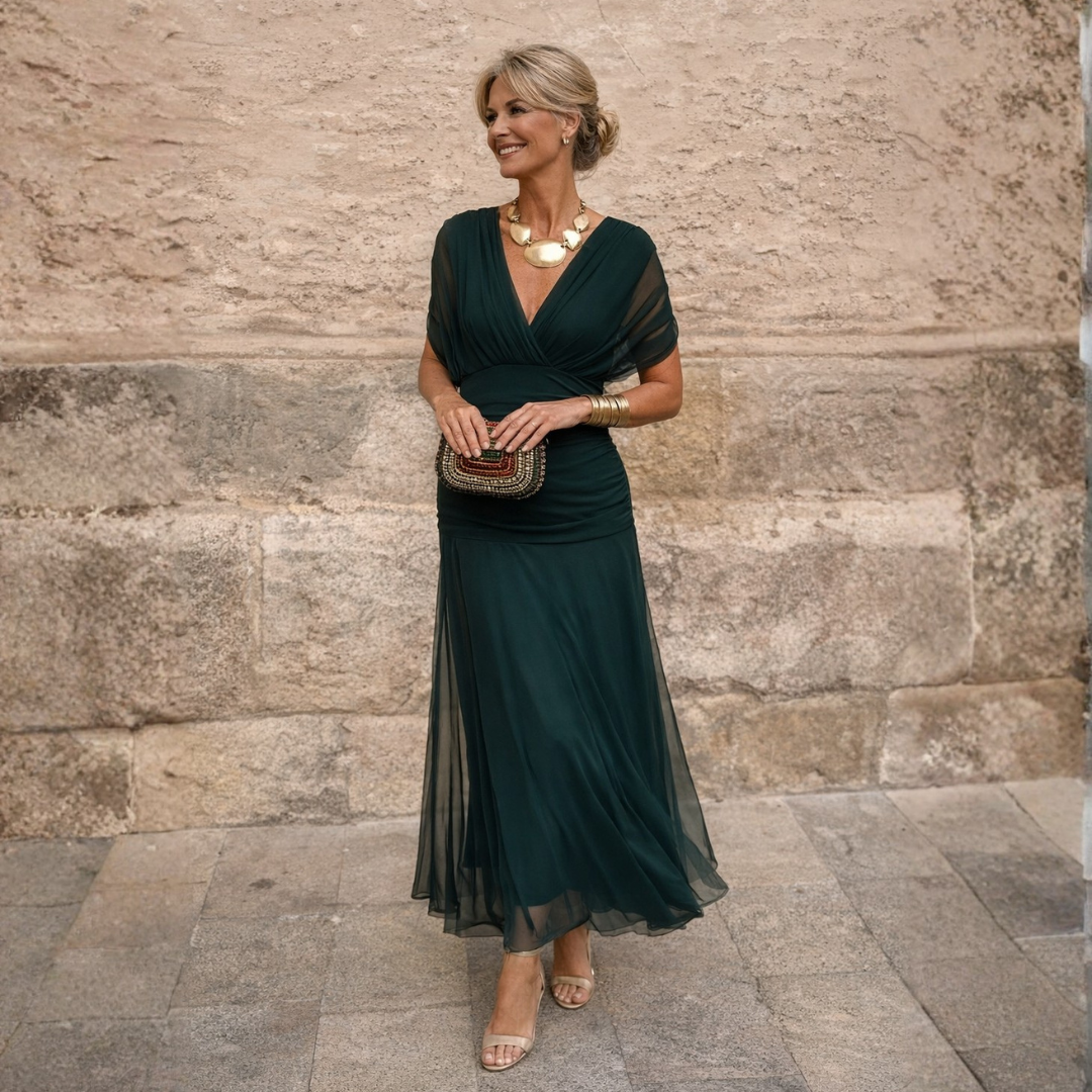 Evangeline | Graceful Chiffon Wrap Evening Dress