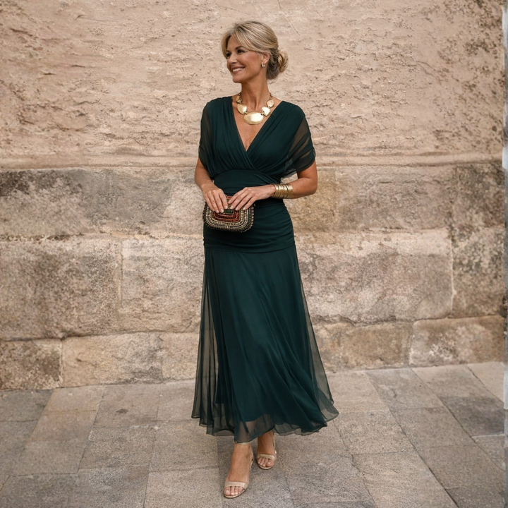 Evangeline | Graceful Chiffon Wrap Evening Dress