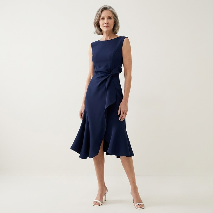 Thea | Sculpted Bow Waist Midi Dress