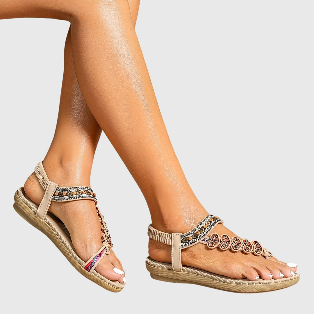 Winslet | Embellished Beaded T-Strap Sandals