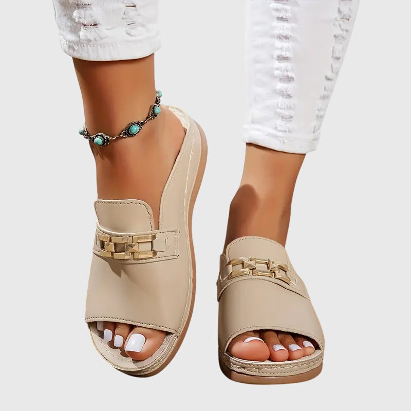 Kaylee | Chain Accent Slide Sandals