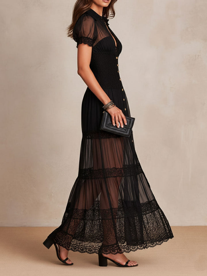 Lauren | Romantic Lace Button Maxi Dress