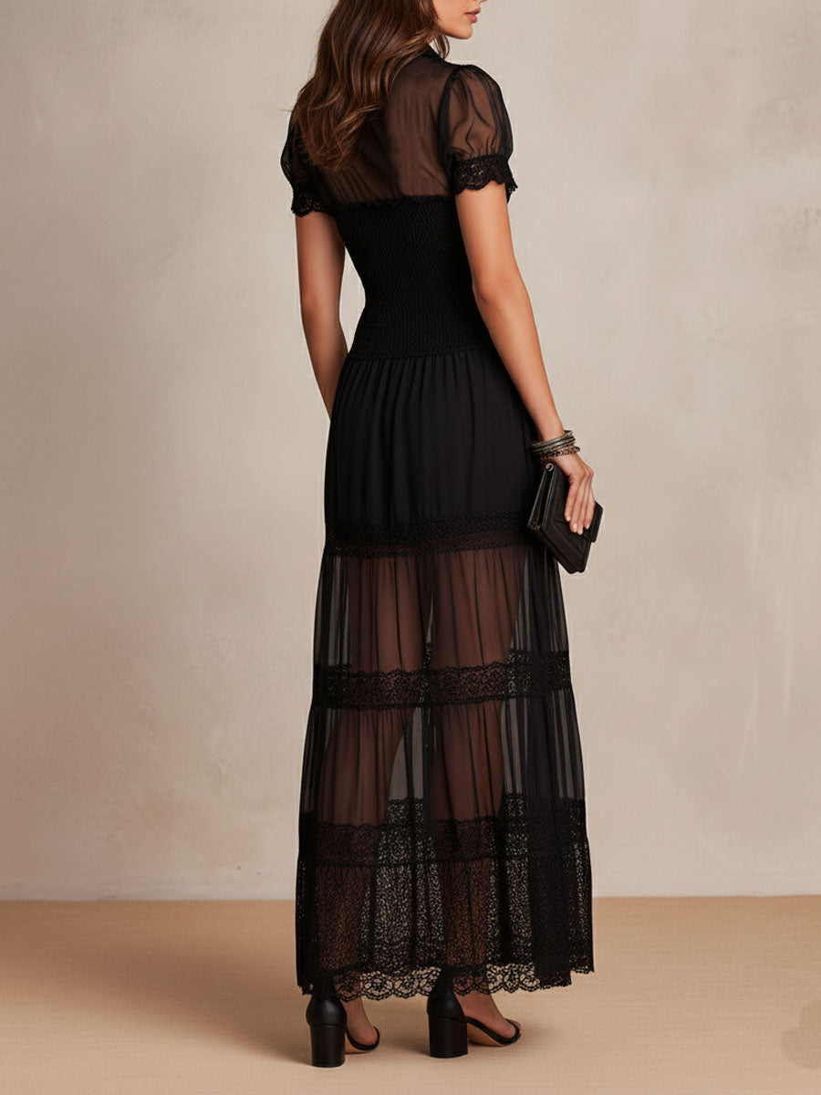 Lauren | Romantic Lace Button Maxi Dress