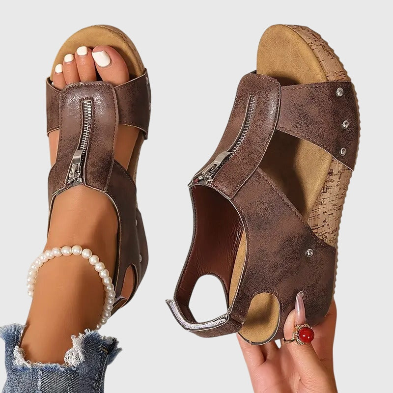 Vivienne | Zip Front Platform Comfort Sandals