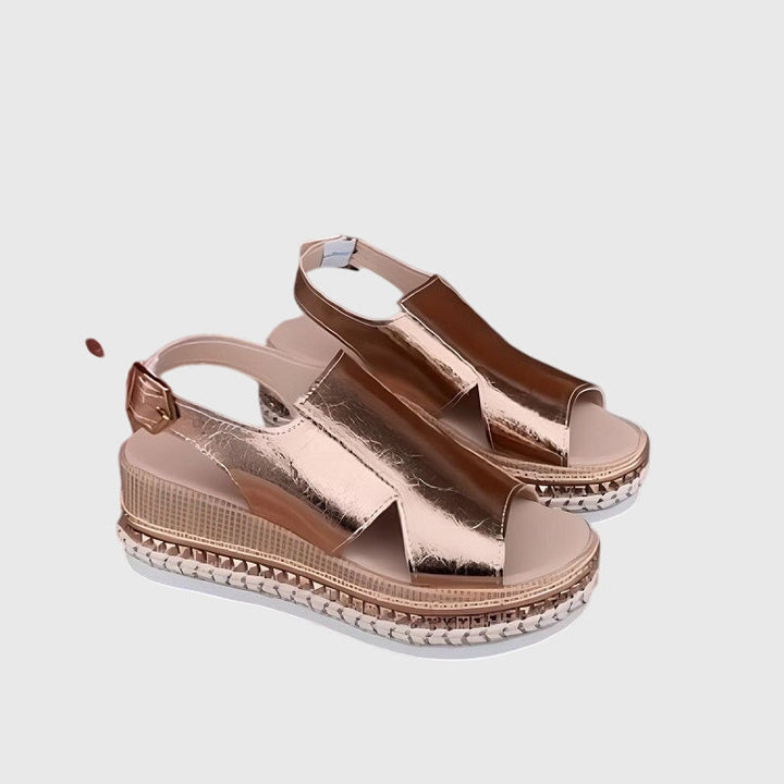 Nica | Metallic Platform Slingback Sandals