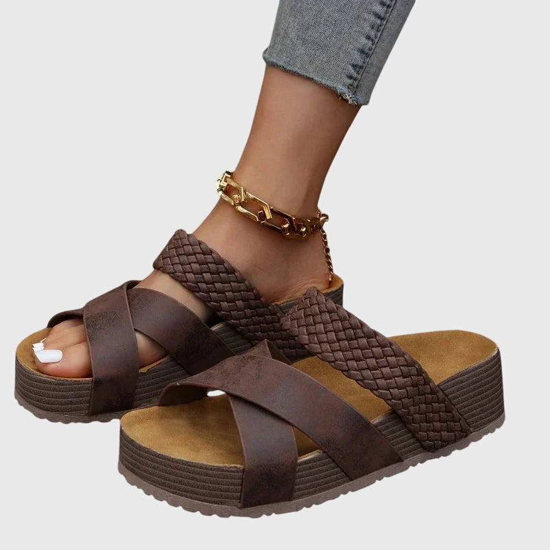 Sofia | Braided Cross Strap Slide Sandals