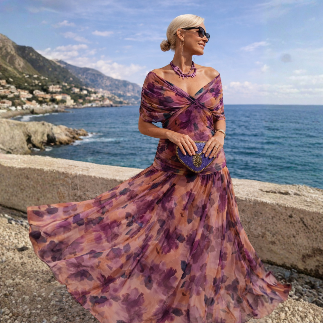 Evangeline | Graceful Chiffon Wrap Evening Dress
