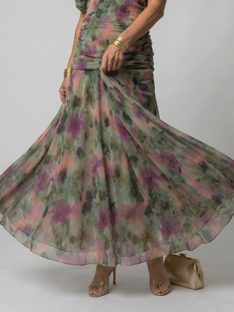 Isabella | Off Shoulder Flow Midi Dress
