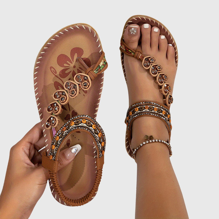 Winslet | Embellished Beaded T-Strap Sandals