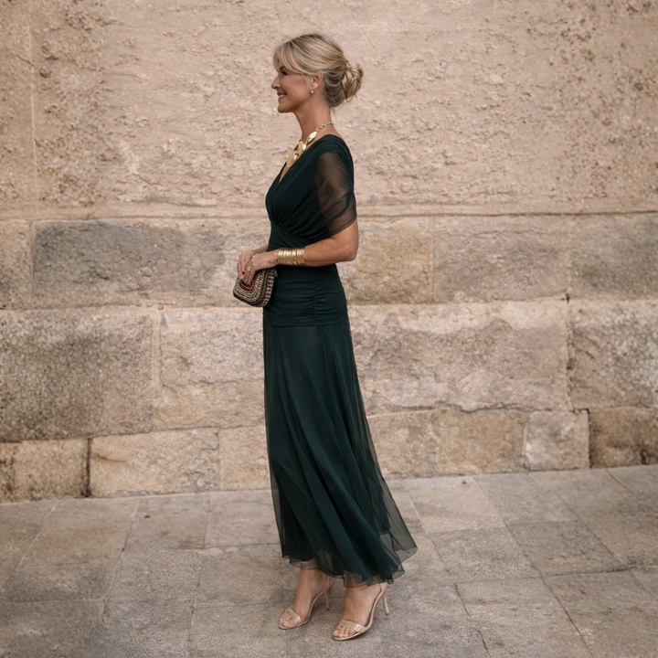 Evangeline | Graceful Chiffon Wrap Evening Dress