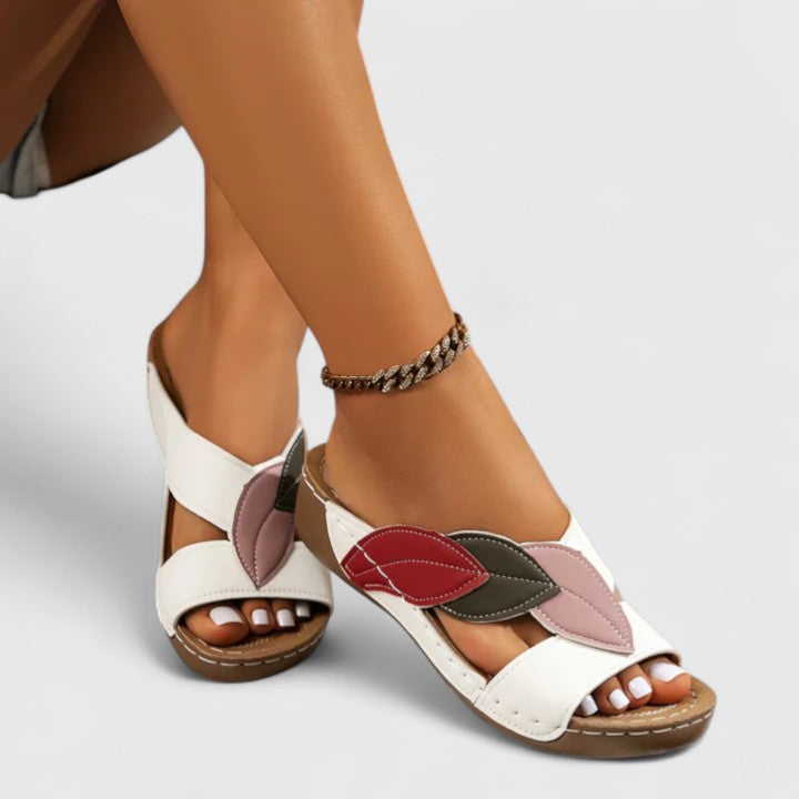 Taylor | Leaf Accent Comfort Slide Sandals