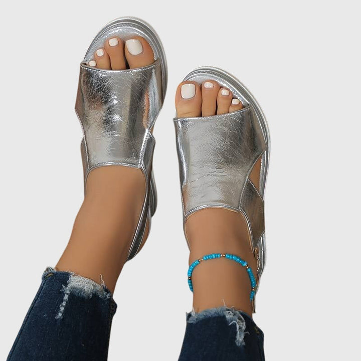Nica | Metallic Platform Slingback Sandals