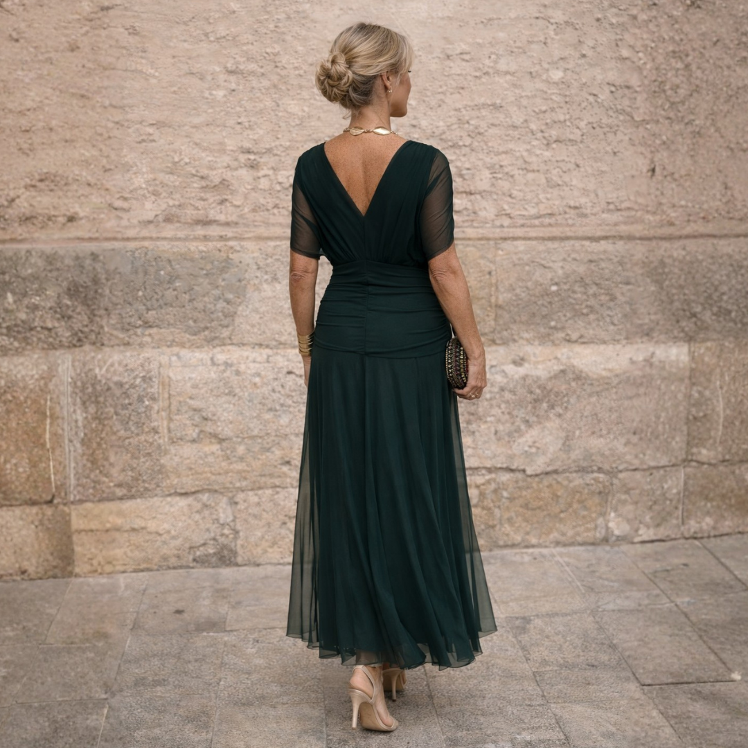 Evangeline | Graceful Chiffon Wrap Evening Dress