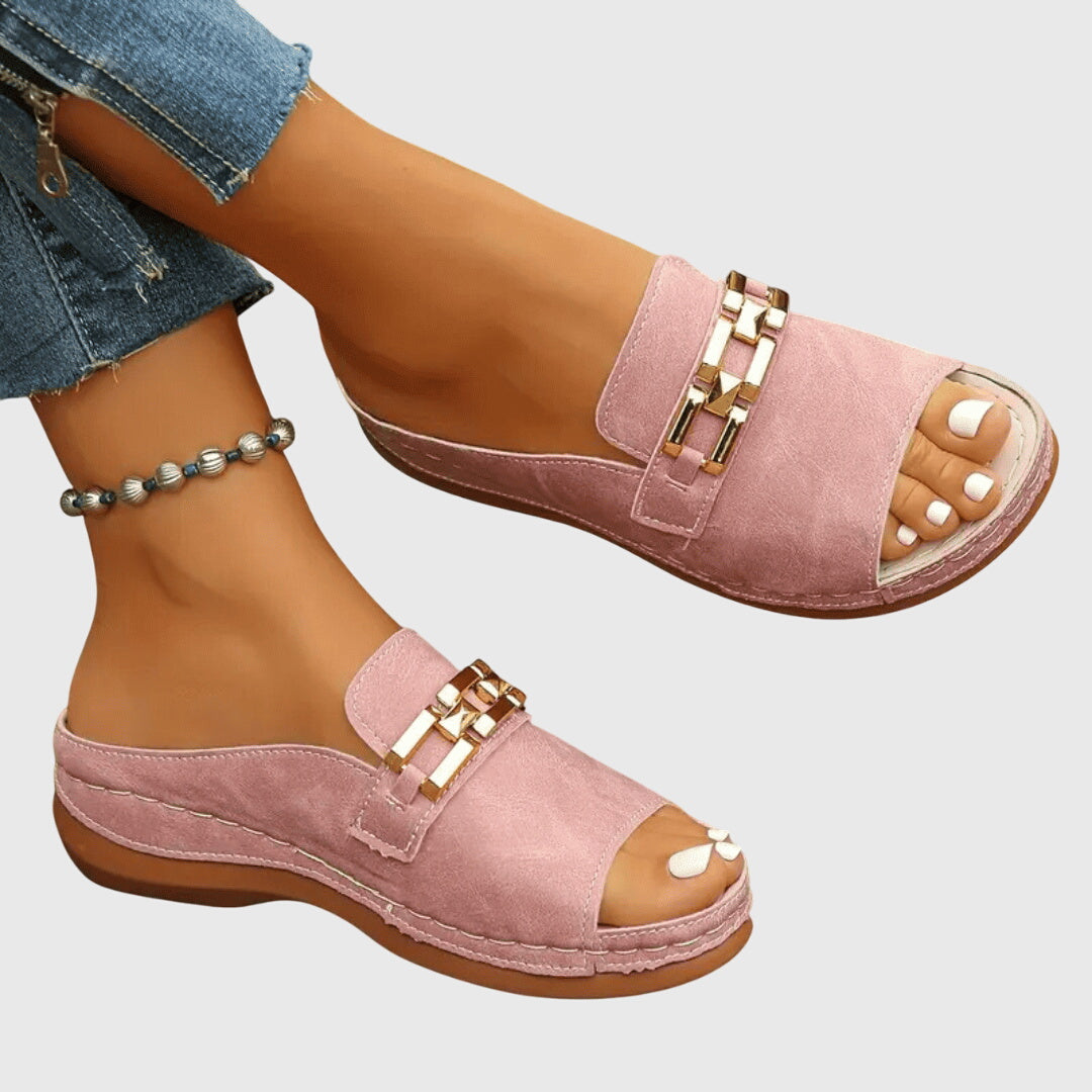 Kaylee | Chain Accent Slide Sandals