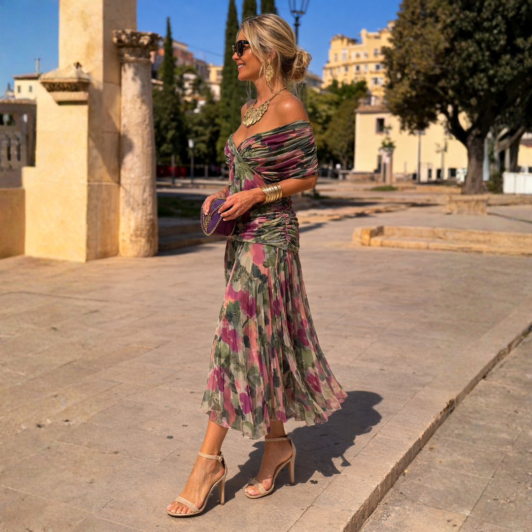 Evangeline | Graceful Chiffon Wrap Evening Dress