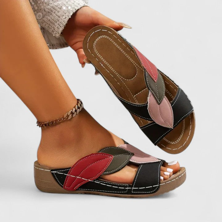 Taylor | Leaf Accent Comfort Slide Sandals
