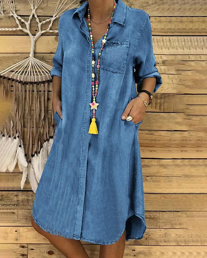 Clara™ | Stylish Casual Denim Shirt Dress
