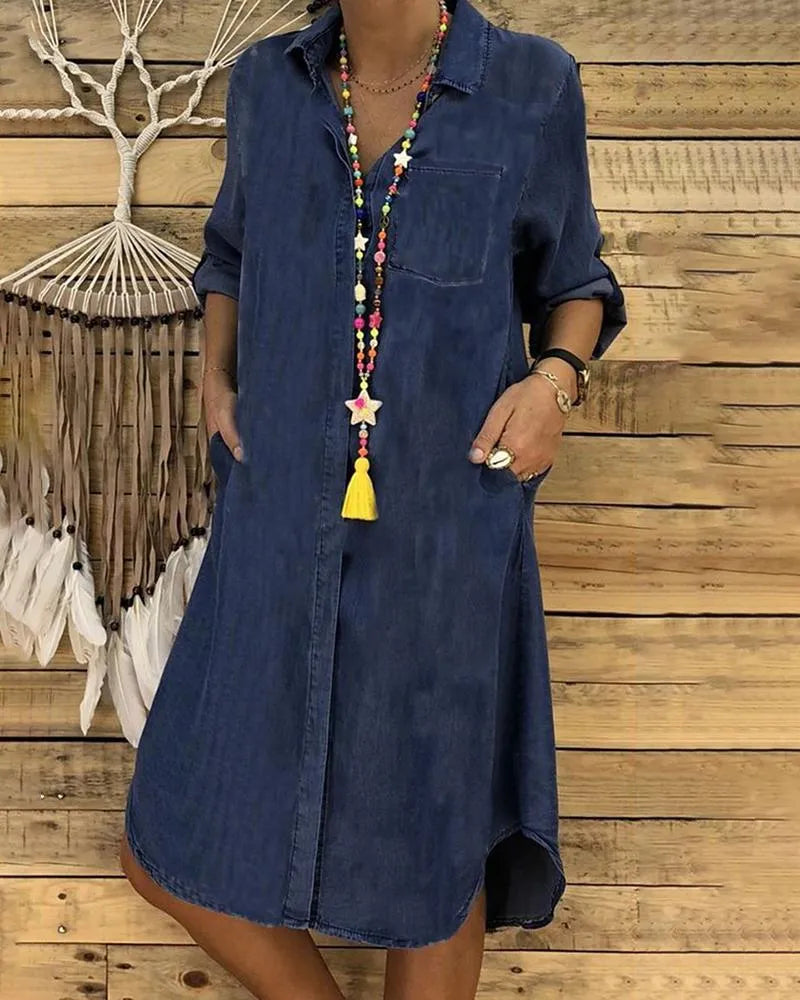 Clara™ | Stylish Casual Denim Shirt Dress