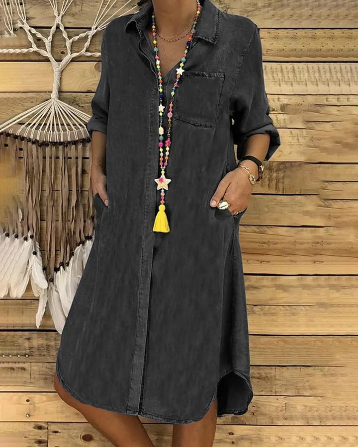 Clara™ | Stylish Casual Denim Shirt Dress