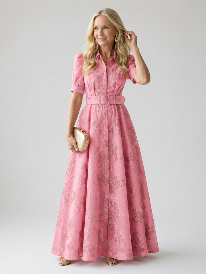 Audrey | Belted Floral Maxi Dress
