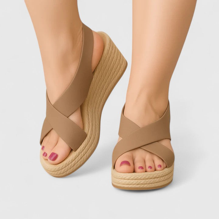 Amanda | Crisscross Platform Slingback Sandals