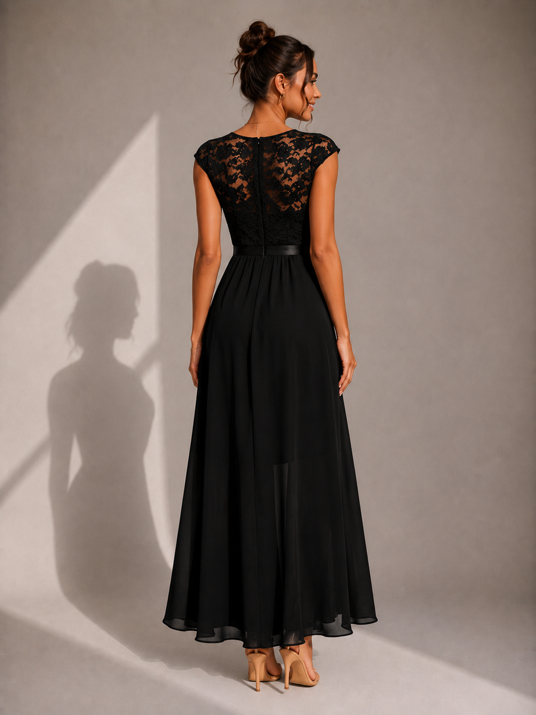 Rosalind | Lace Bodice High-Low Maxi Dress