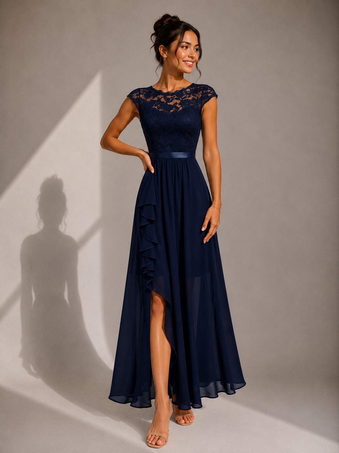 Rosalind | Lace Bodice High-Low Maxi Dress