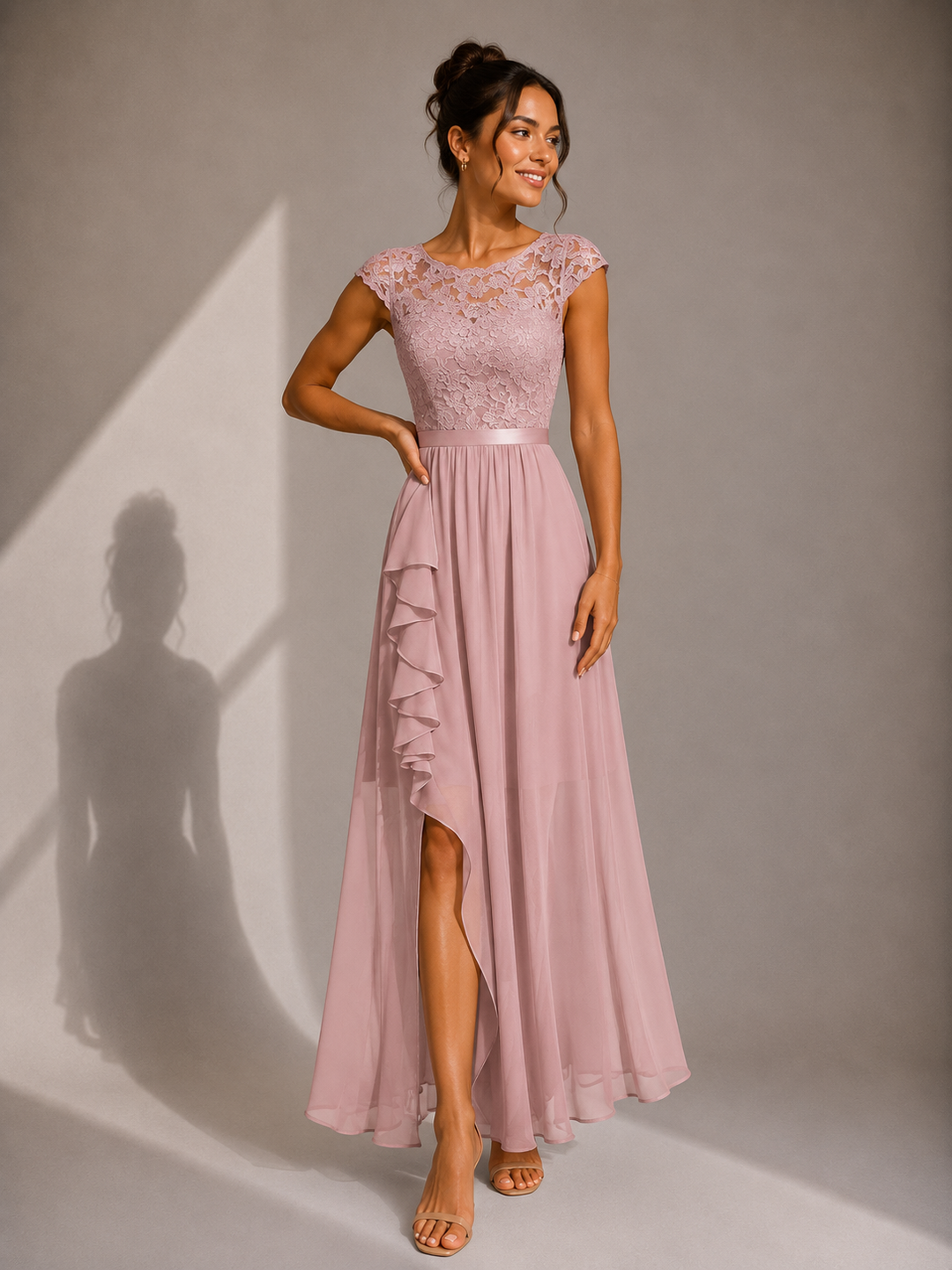 Rosalind | Lace Bodice High-Low Maxi Dress
